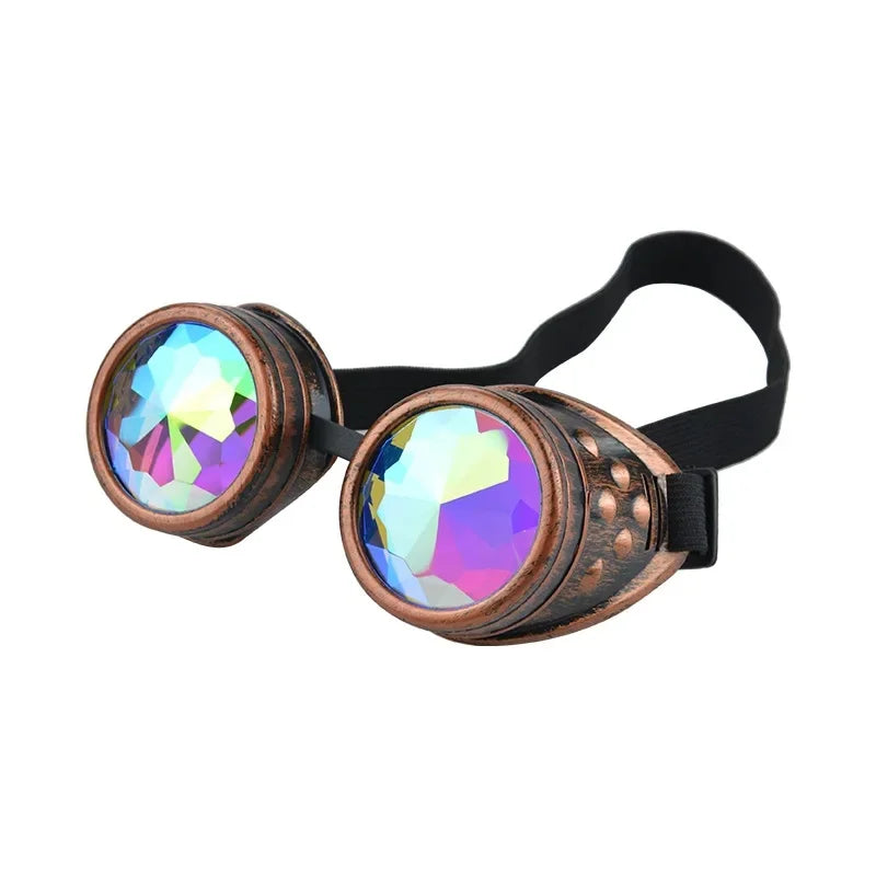 Retro Steampunk Kaleidoscope Goggles - Vintage Cyberpunk Party Glasses