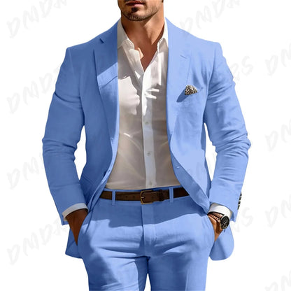 Men’s Formal Slim-Fit Suit Set – Premium Single-Breasted Wedding & Business Tuxedo