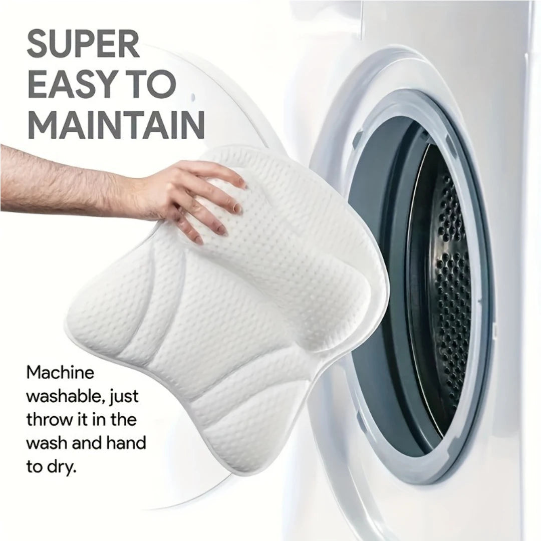 4D 6 Non-Slip Suction Cups Contouring Ergonomic Design Bathtub Neck Pillow