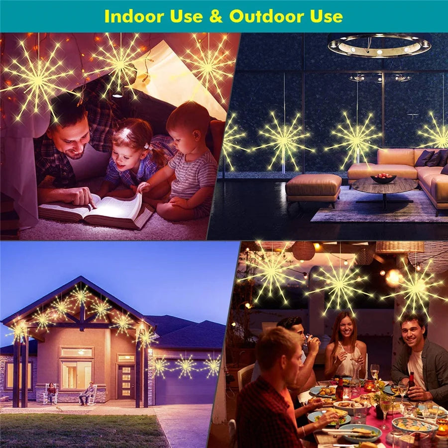 Hanging Firework LED Fairy String Lights with Remote (8 Modes)