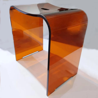 Curved Transparent Resin Shower Stool & Luxury Bathroom Accent Chair