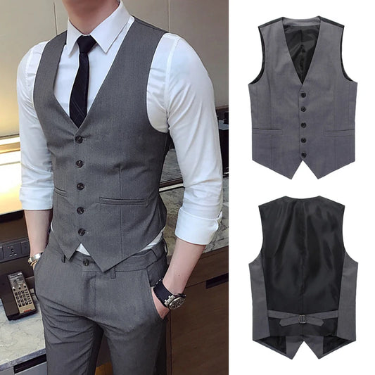 Men's Single-Breasted Slim Fit Formal Business Suit Vest