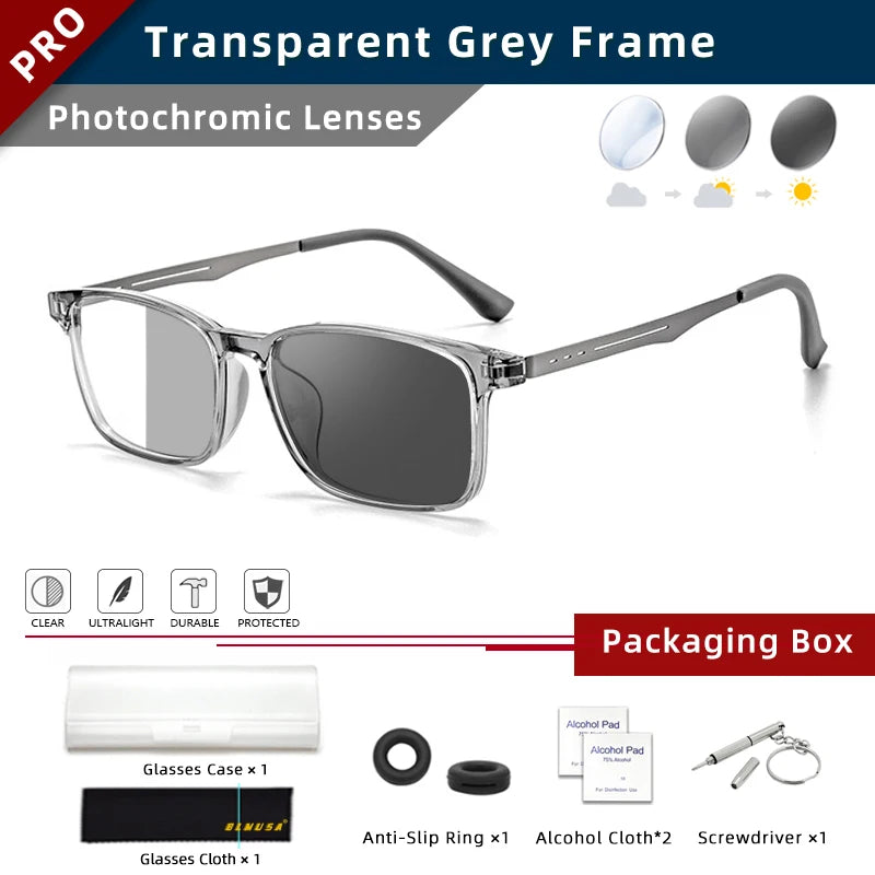 Ultra-Light Titanium Photochromic Multifocal Reading Glasses