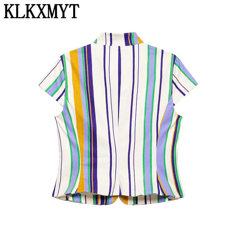 Women's Chic Striped Sleeveless Top & Straight-Leg Trousers 2-Piece Set