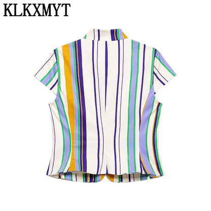 Women's Chic Striped Sleeveless Top & Straight-Leg Trousers 2-Piece Set