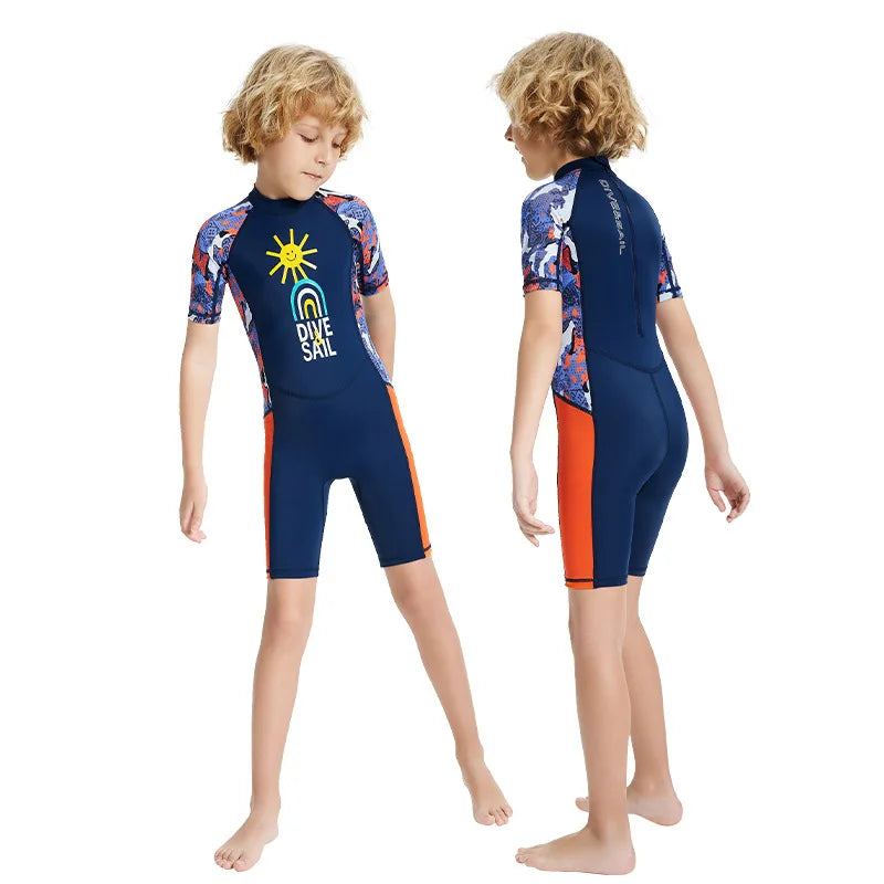 One-Piece Short-Sleeved Swimsuit