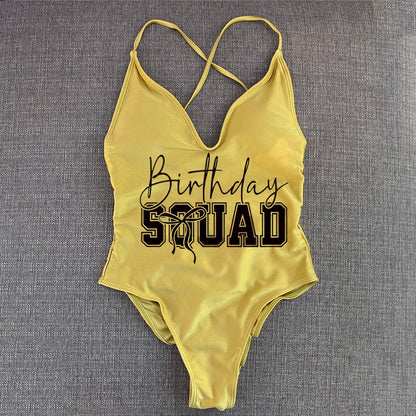 Padded One Piece Swimsuit Birthday Bathing Suit