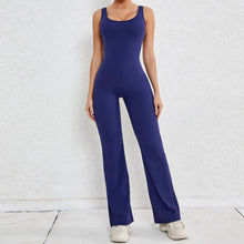 Seamless Backless Scrunch Fitness Flared Leg Jumpsuit
