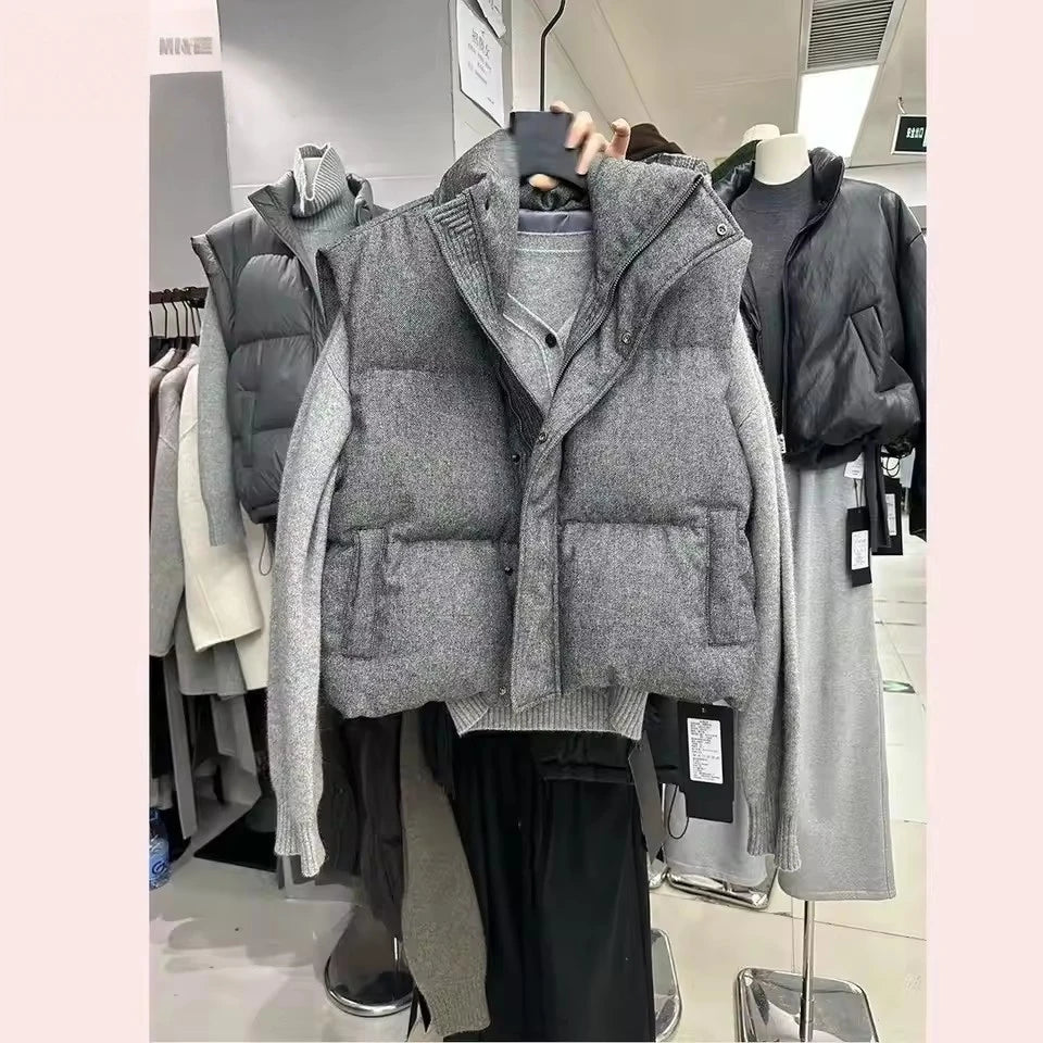 Women's Korean Chic Streetwear Short Puffer Vest