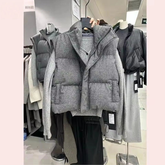 Women's Korean Chic Streetwear Short Puffer Vest