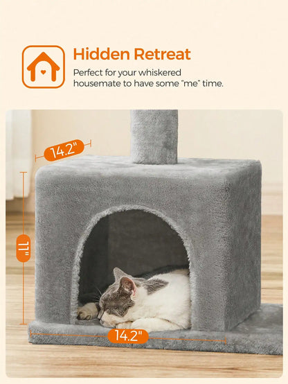 Light Gray Cat Tree Tower - Multi-Level Cat Condo with Perch & Sisal Scratching Posts