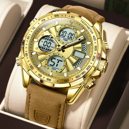 POEDAGAR LED Luminous Dual Time Display Digital Quartz Watch