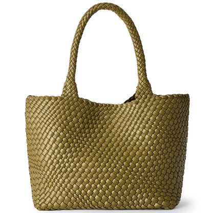 Large Woven Leather Tote Bag & Clutch Set