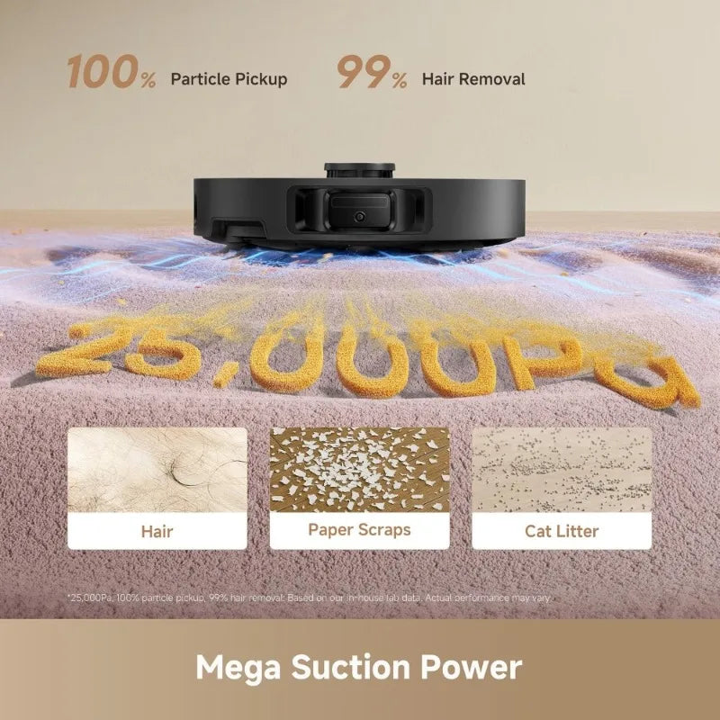 Self-Emptying Robot Vacuum & Mop with 25000Pa Suction & Extendable Side Brush