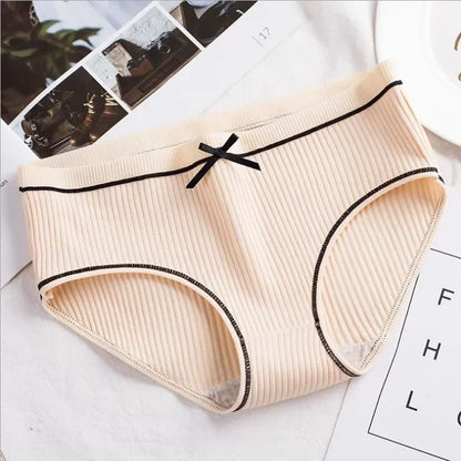 Women’s Ribbed Cotton Mid-Waist Bow Briefs