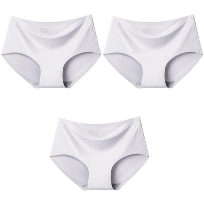 Women's Ice Silk Seamless Panties (3-Pack) – Mid-Waist Invisible Briefs