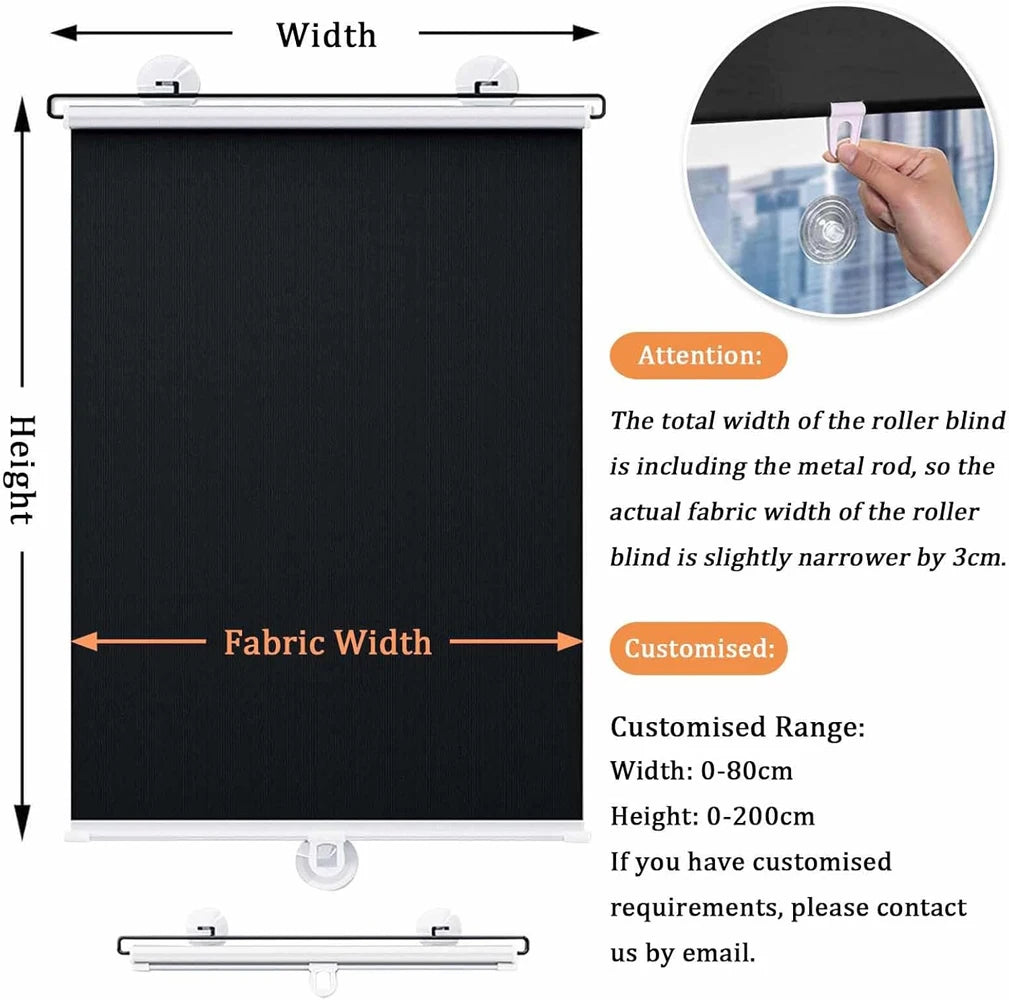 Cordless Retractable Roller Shades No Drilling Blackout