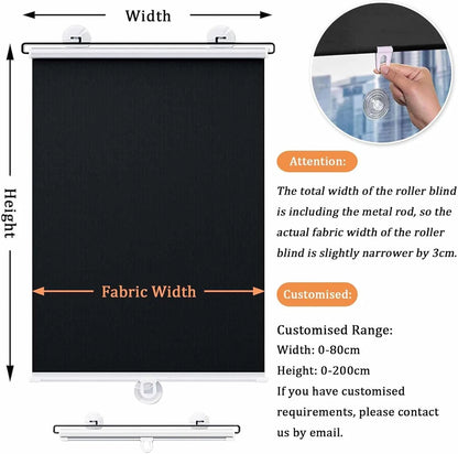 Cordless Retractable Roller Shades No Drilling Blackout