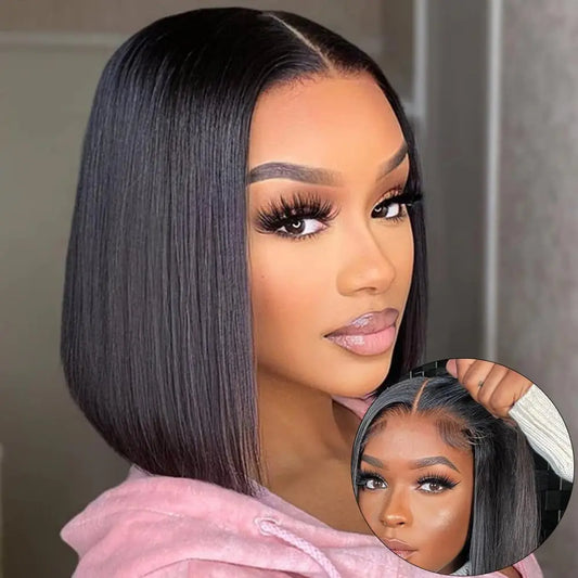 Wear And Go Glueless Human Hair Bob Straight Wig