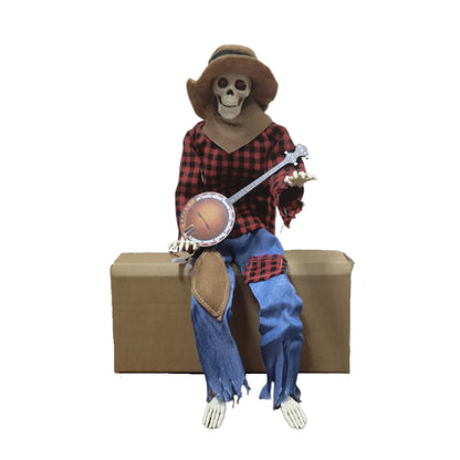 Animated Banjo Playing Skeleton Scarecrow Halloween Decor