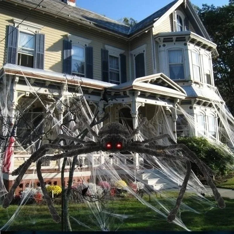 Giant Plush Black Spider Outdoor Halloween Decor