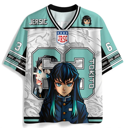 Demon Slayer Anime Oversize Jersey – Retro K-Pop Unisex Baseball & Hockey Sports T-Shirt