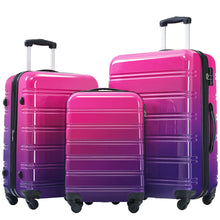 Hardshell 3-Piece Gradient Color Expandable Suitcase with Wheels and TSA Lock