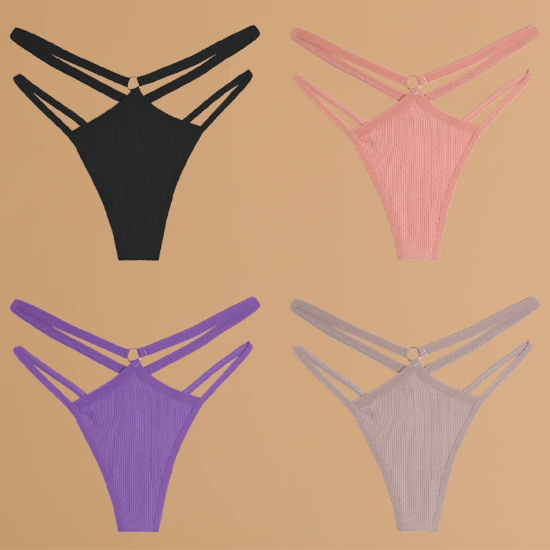 FINETOO 4Pcs Cotton Double Thin Thongs