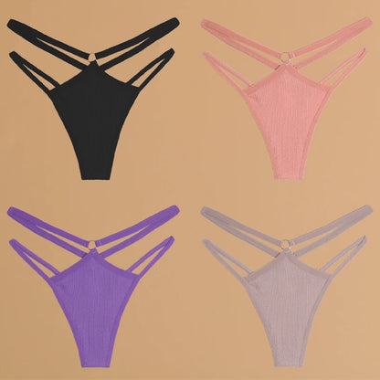 FINETOO 4Pcs Cotton Double Thin Thongs