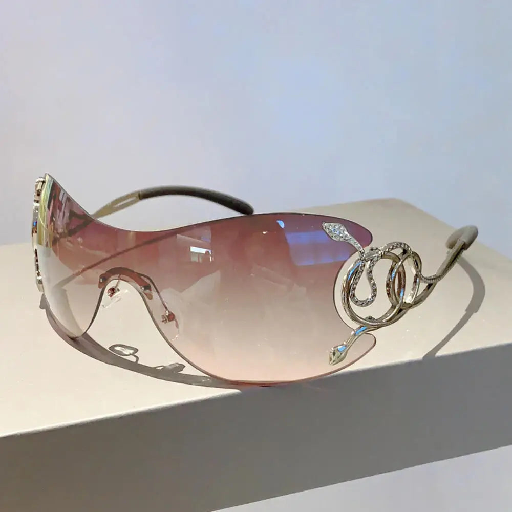 KLASSNUM Rimless Stylish Gradient Lens Metal Frame Eyewear