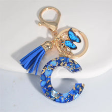 Blue Glazed Stone A To Z Letter Keychain