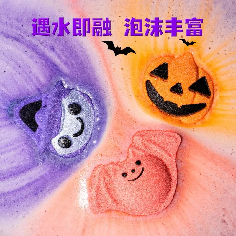 Halloween Bath Bombs Gift Set – Pumpkin, Black Cat & Ghost Fizzies