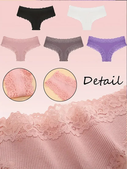 3-Pack Women's Cotton Patchwork Lace Briefs