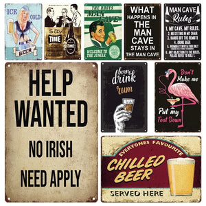 Tin Sign Irish Drink Lovers Pub Wall Metal