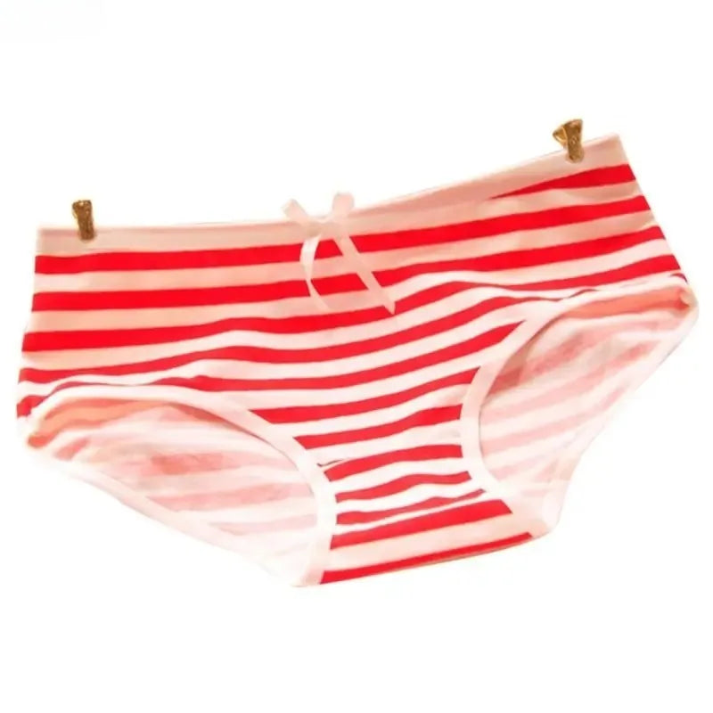 Cute Striped Bowknot Cotton Briefs