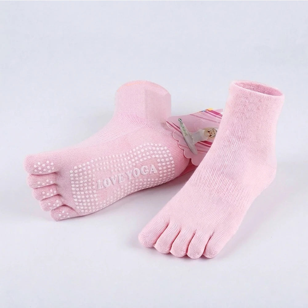 Women's Anti-Slip Five-Toe Cotton Yoga & Sports Socks