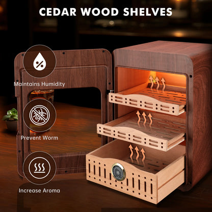 XIFEI Cigar Humidor Cabinet with LED Lighting with 150 Cigar Capacity