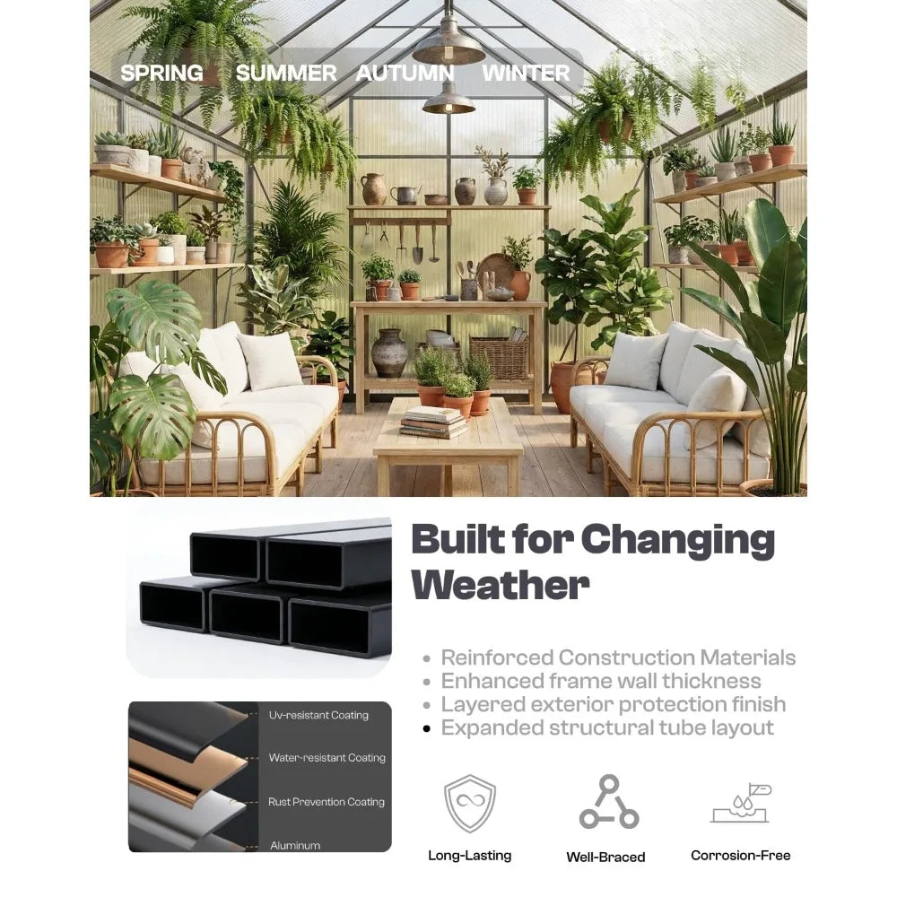 Heavy Duty Walk-in Polycarbonate Greenhouse