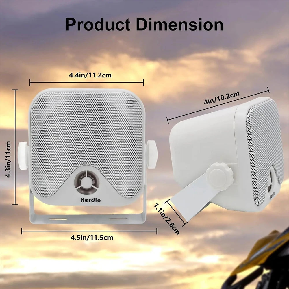 Herdio 4" Waterproof Marine Speakers with Bluetooth Amplifier Kit for Boat, Garden & Patio