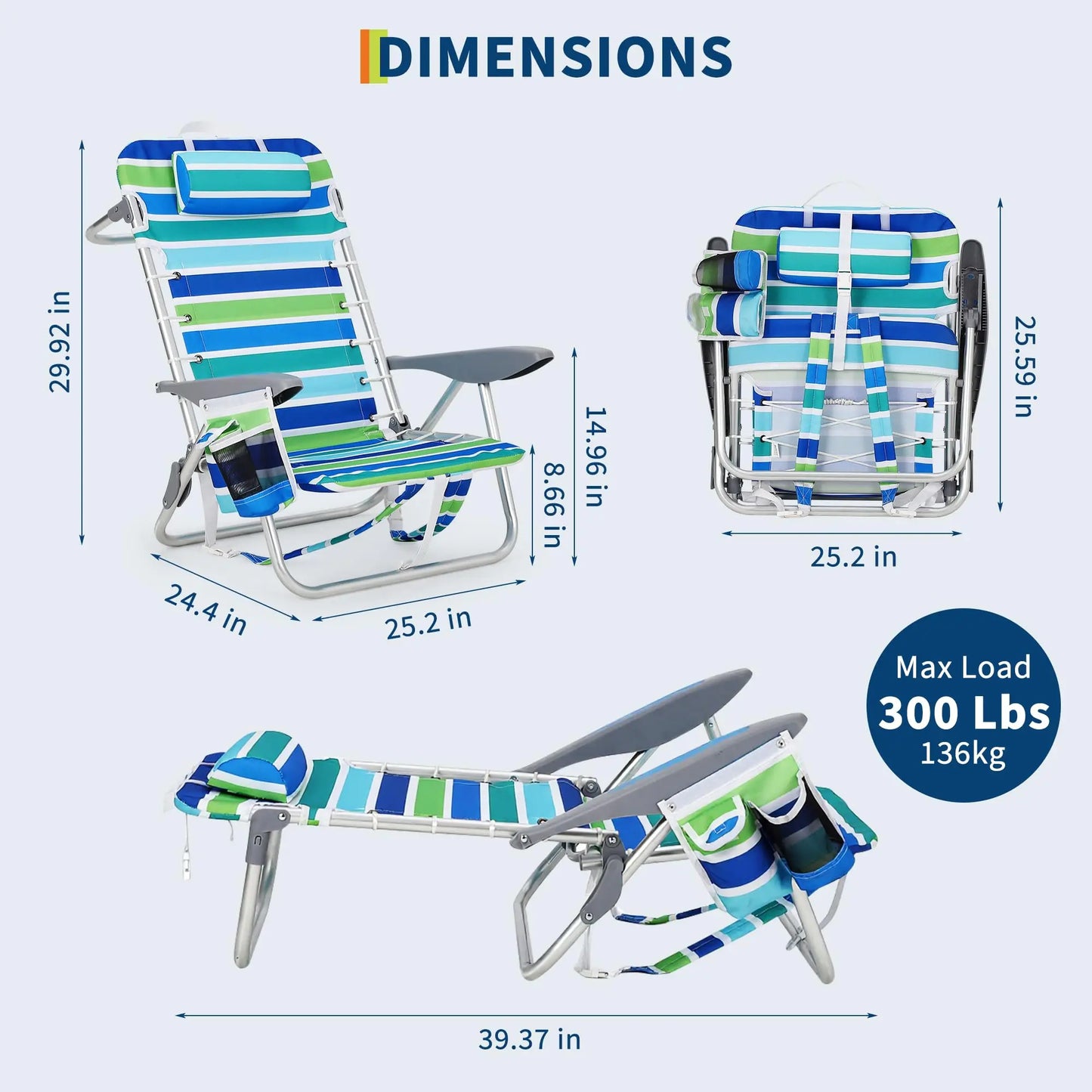 Portable Backpack Beach Chair 2 Pack
