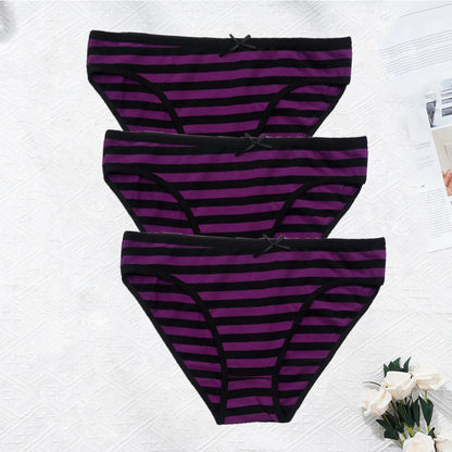 YOUREGINA Striped Seamless Cotton Briefs 3Pk
