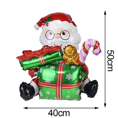 Standing Christmas Foil Balloons, Giant Christmas Tree Santa Snowman Reindeer Rocking Horse Balloons