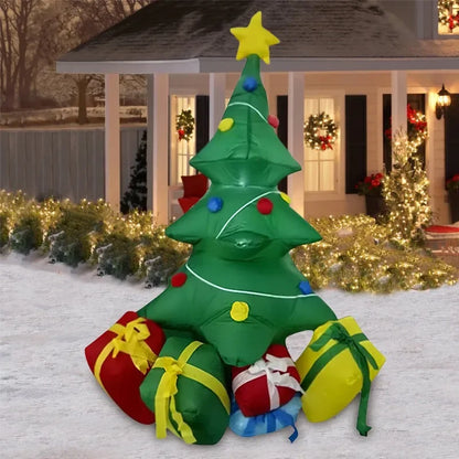 Christmas Inflatable Santa Claus & Reindeer Sled - Outdoor LED Holiday Lawn Decoration