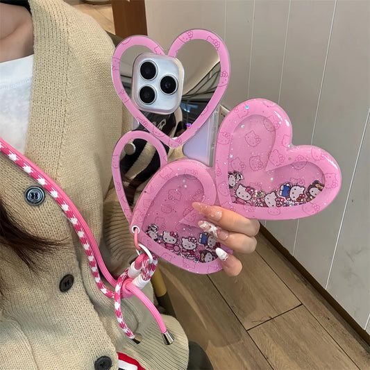 Glitter Hello Kitty Shake With Mirror Case For iPhone