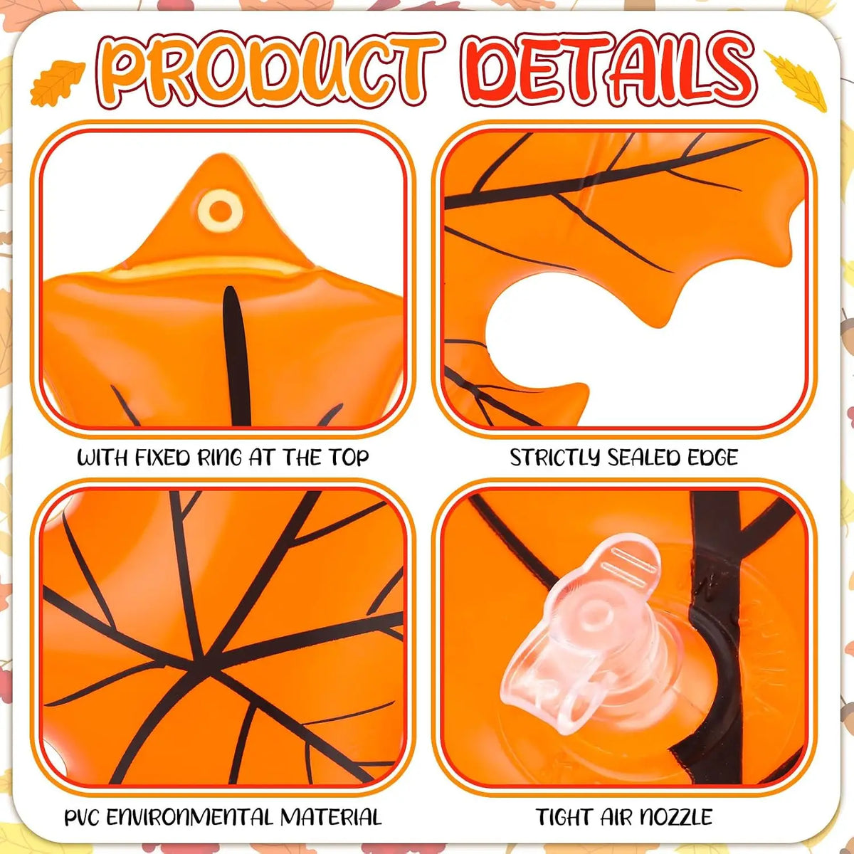 12 Pcs Fall Inflatable Leaf Outdoor Decorations, Large Inflatable Maple Leaf Ball Balloons