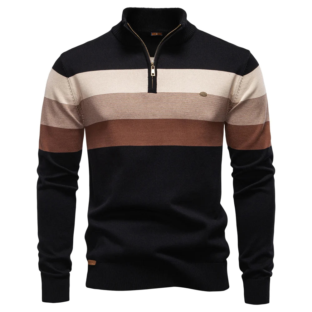 Cotton Mock Neck Stand Collar Sweaters