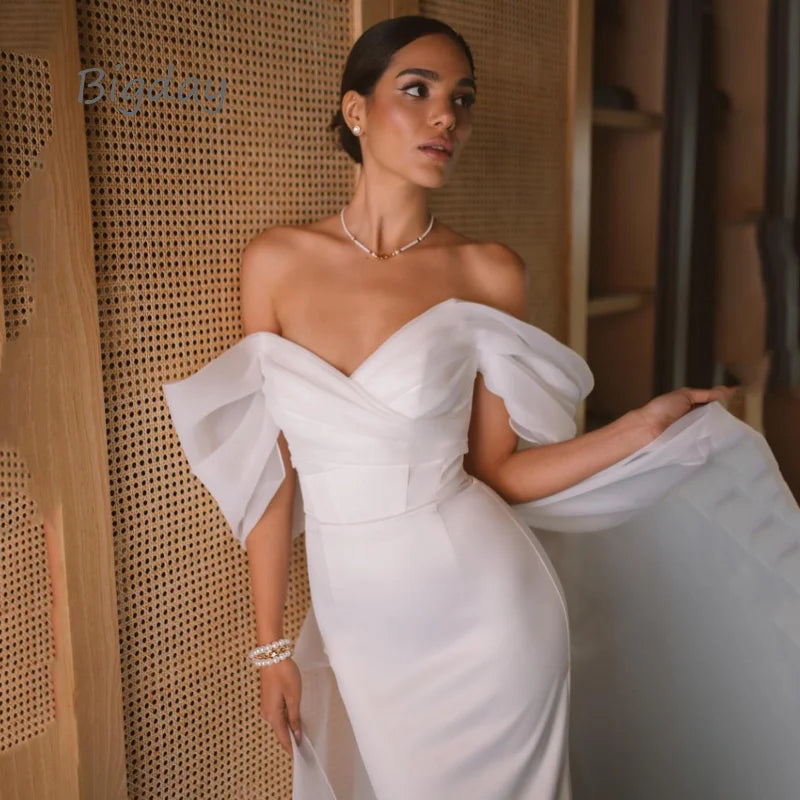 Elegant Mermaid Off The Shoulder Open Back Bridal Gown