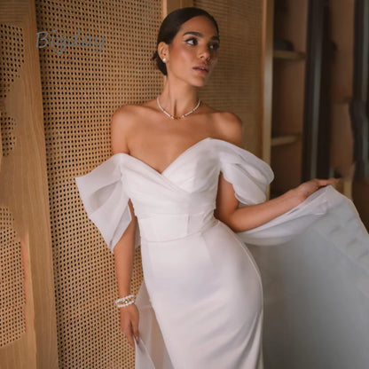 Elegant Mermaid Off The Shoulder Open Back Bridal Gown