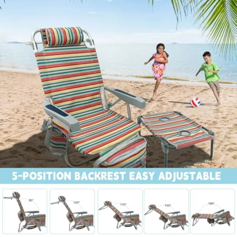 Backpack Beach Chair with Folding Camping Table
