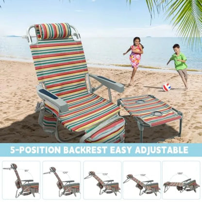 Backpack Beach Chair with Folding Camping Table